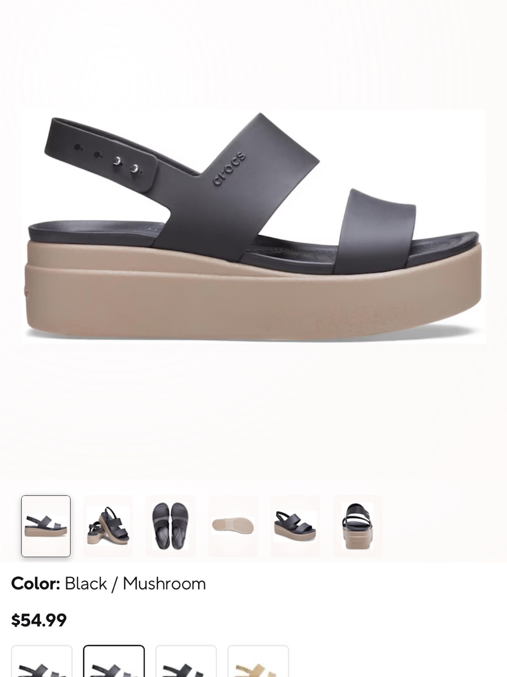 CROCS Black Two-Strap Women's Sandals - Picture 3 of 3